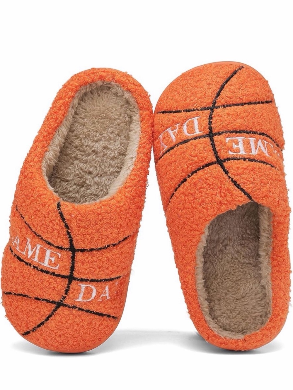 NWT Orange Basketball "Game Day" Slippers, Big Kid Size 4-5